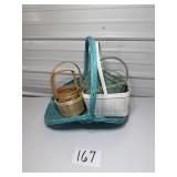 Lot of 5 baskets turquoise, green, white and