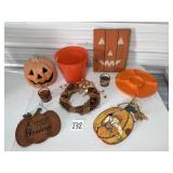 Tote of Autumn Decorative Items: Plastic Tote,