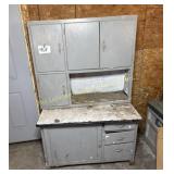 Gray Painted Sellers Cabinet granite top with
