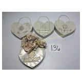 White Metal Heart Wall Hanger with Embossed