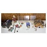 Vintage Nativity w/pieces, Box of Christmas misc.
