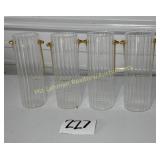 4 Glass Vases with Gold Handles