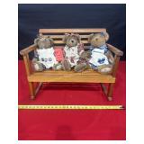Oak Rocker with 3 Boyds Bears