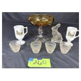 MCM Amber glass compote bowl, glass dessert cups,