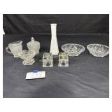 Glass Candle Holder, Bowls, Sugar Bowl, Vase,