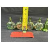 (5) Miniature Green glass Wheaton bottles