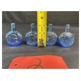 4 Miniature Wheaton bottles Blue glassGeorge