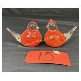 (2) Red Bird Paperweights B. Buttler Made in