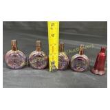 (5) Ruby red Wheaton Miniature Bottles Liberty