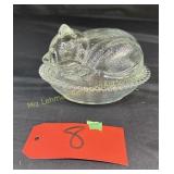 Indiana Clear Glass Kitten in a Nest