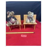 2 Oak Desks with 2 Boyds Bears