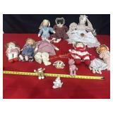 Box of Cloth Bunnies, Dolls, etc.