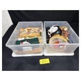 2 Clear Rubbermaid Totes full of Fall & Christmas