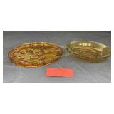 Antique Amber glass, bowl,Indiana Glass egg plate