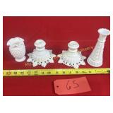 Lot of White milk glass, Westmoreland candle