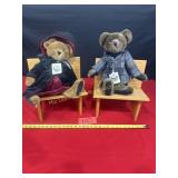 2 Oak Chairs with 2 Boyds Bears