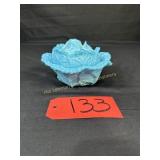 Antique Portieux Vallerysthal Blue Opaline Glass