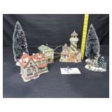 Christmas Village Toy Shop, Library, Lighthouse,