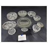 Glass Platter, Large Bowl, Candy Dish w/ Lid,