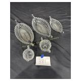 Fostoria 3 Relish Trays, Cream & Sugar, Diamond