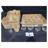Lot of Jelly Jars, Glass Saucers, Glass Cups