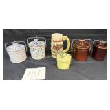 5 Cheese Crocks & Budweiser Stein