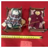 2 Boyds bears with wooden beds