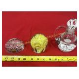3 Paperweights, 1-France,1- Cruet