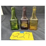 3 Wheaton Bottles stamped BittersGreen, Amber,