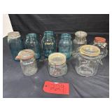 Flat of Mason jars, 3 quart Ball Blue glass, 1