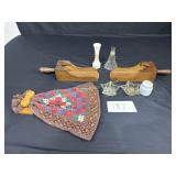 2 Wooden Taper Wall Sconces, Wooden Towel Holder,