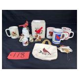 Cardinal Lot: 3 Mugs, Tissue Holder, Bell,