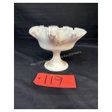 Fluted Fenton Milk Glass Silver Crest