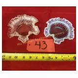 2 unmarked Fenton Hobnail, white Opalescent ,