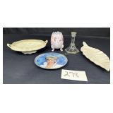 Old ironware serving dish, Napco egg, Princess