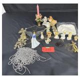 Box of Misc. Christmas decor, angel figurines,