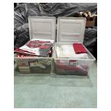 2  Totes, material, Christmas bags and boxes