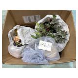 3 silk flowers and greenery