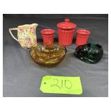 Emerald Green Indiana Glass sleeping cat votive
