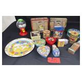 Box of Tins and Plastic containers Some holiday
