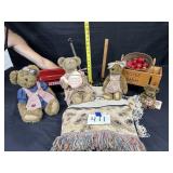 4 boyds bear, includes two wagons, and a boyds