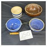 Small Crock (No Lid), 2 Crock Style Bowls, 1