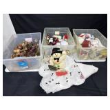 3 Clear Rubbermade Totes filled with Christmas