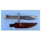 Handmade Antler Handle Fixed Blade Knife w/ Sheath