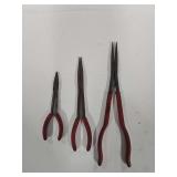 Set Of Three Snap-On Needle Nose Pliers