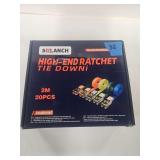 New, Unused, SDLANCH, 2M, 20pc High-End Ratchet Tie Down Set