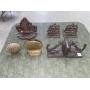 (4) SETS OF BRASS BOOK ENDS, (1) SET OF METAL