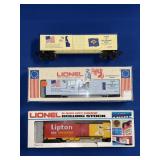 (3) LIONEL TRAINS: CONNECTICUT BOX CAR NO 6-7605,