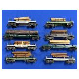 (8) LIONEL FLAT CARS WITH LOGS