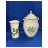 LENOX COLLECTION COOKIE JAR AND VASE